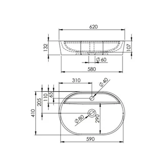 Arezzo design Babette pultra ültethető mosdó 62 cm, fehér AR-145079