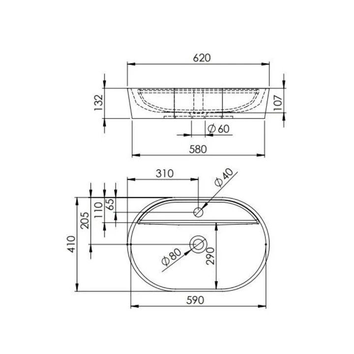 Arezzo design Babette pultra ültethető mosdó 62 cm, fehér AR-145079