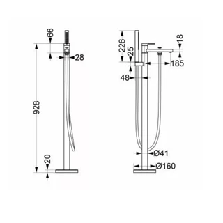 Arezzo design ELEGANT szabadon álló kádtöltő csaptelep, szálcsiszolt arany AR-10095BG