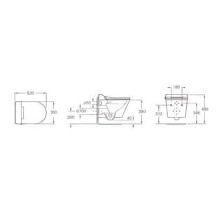 Arezzo design Indiana függesztett Rimless WC csésze okos ülőkével AR-110FR