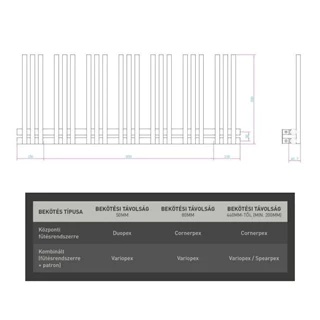 Arezzo design linear black 1200x500 törölközőszárító radiátor LR12050B