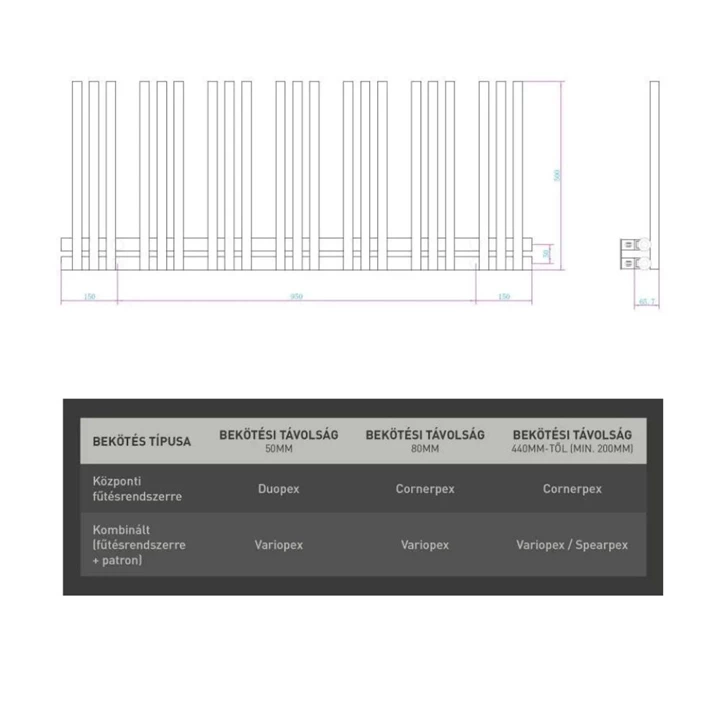 Arezzo design Linear fehér 1250x500 törölközőszárítós radiátor AR-LR12050W