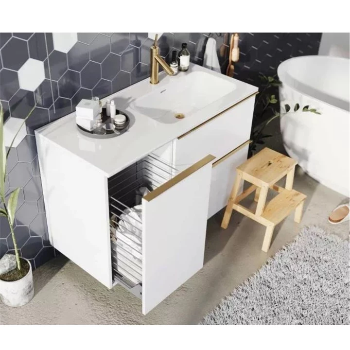 Arezzo design Monterey oldalszekrény szennyeskosárral 40 cm, magasfényű fehér AR-167309 
