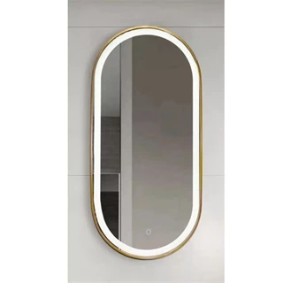 Arezzo design okos LED tükör 40x90 cm, szálcsiszolt arany kerettel AR-3056