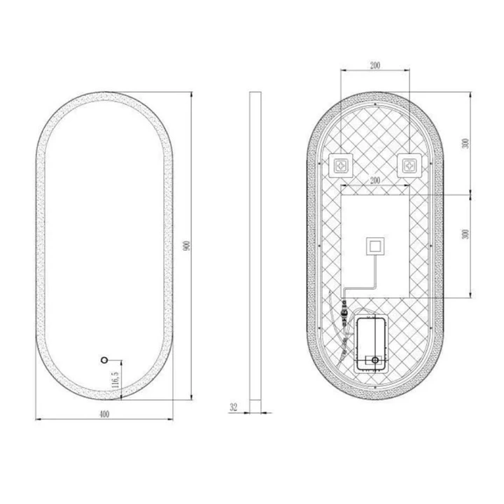 Arezzo design okos LED tükör 40x90 cm, szálcsiszolt arany kerettel AR-3056
