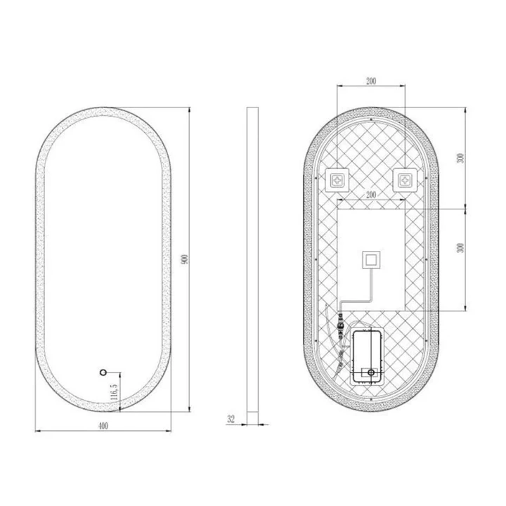 Arezzo design okos tükör LED világítással 40x90 cm, matt fekete kerettel AR-3056BL