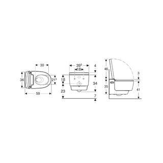 Geberit AquaClean Mera Comfort kerámia fali WC komplett higiéniai berendezés takarólap fehér 146.210.11.1