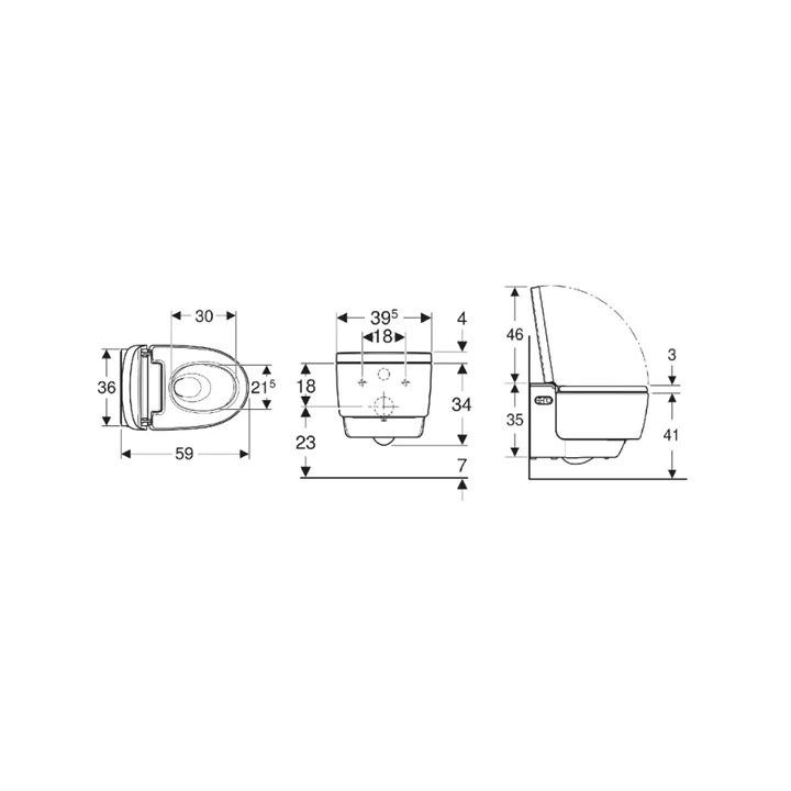 Geberit AquaClean Mera Comfort kerámia fali WC komplett higiéniai berendezés takarólap fehér 146.210.11.1