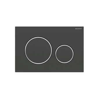 Geberit Sigma20 működtetőlap, 2 mennyiséges, matt fekete easy-to-clean bevonat/fényes króm 115.882.14.1