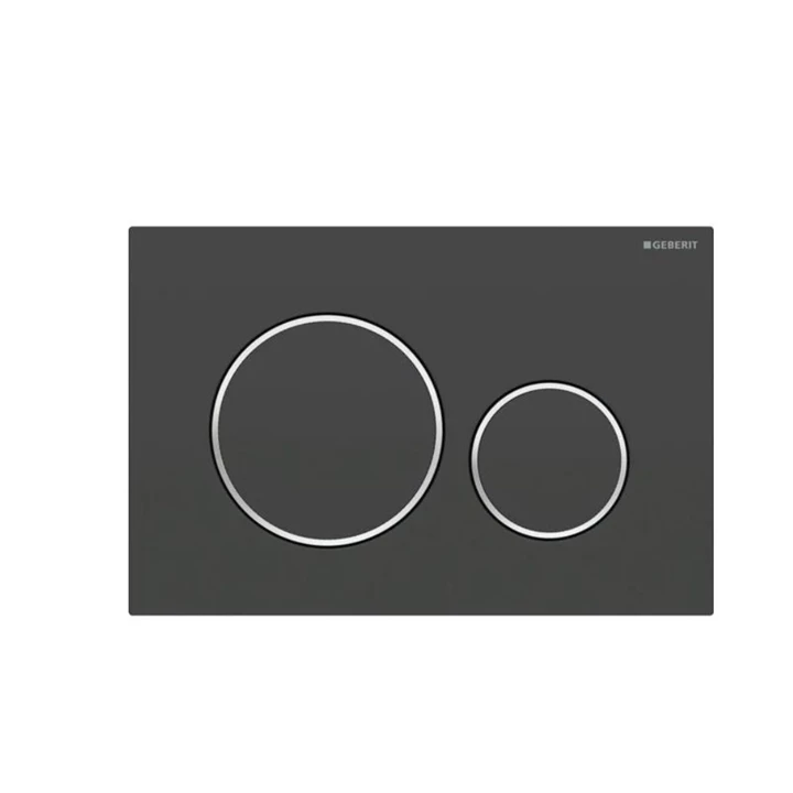 Geberit Sigma20 működtetőlap, 2 mennyiséges, matt fekete easy-to-clean bevonat/fényes króm 115.882.14.1