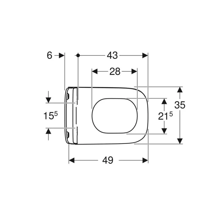 Geberit Smyle Square mélyöblítésű fali WC készlet 49 cm, zárt forma, Rimfree, lecsapódásgátlós, gyorskioldós WC-ülőkével