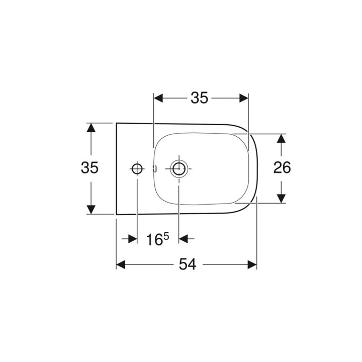 Geberit Smyle Square fali bidé, zárt forma, 54cm, túlfolyóval 500.209.01.1