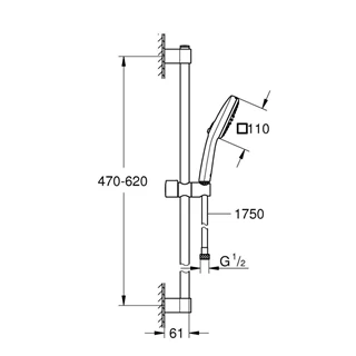 Grohe Tempesta Cube 110 sínes zuhanyszett 2-féle vízsugárral (szögletes) 27578003