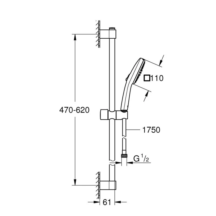 Grohe Tempesta Cube 110 sínes zuhanyszett 2-féle vízsugárral (szögletes) 27578003