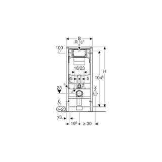 Geberit Duofix fali WC szerelőelem, 112 cm, Sigma 12 cm-es falsík alatti öblítőtartállyal 111.300.00.5