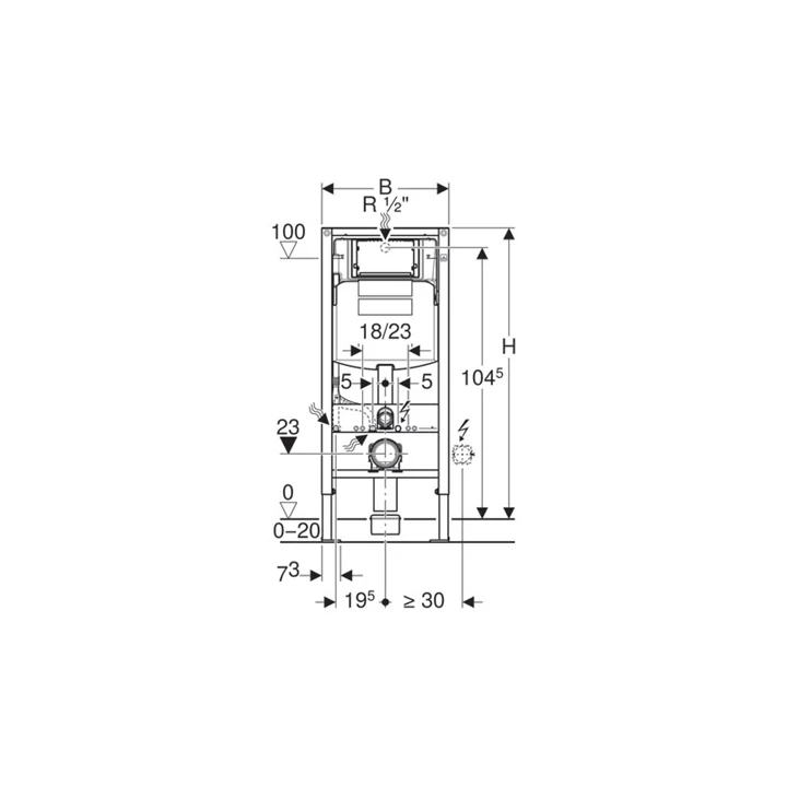 Geberit Duofix fali WC szerelőelem, 112 cm, Sigma 12 cm-es falsík alatti öblítőtartállyal 111.300.00.5