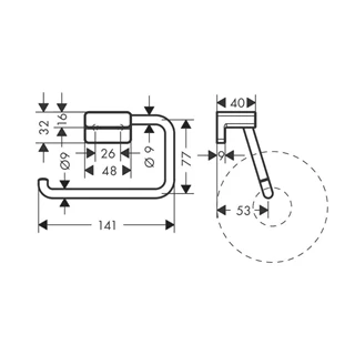 Hansgrohe AddStoris wc papír tartó fedlap nélkül, matt fekete 41771670