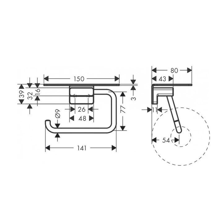 Hansgrohe AddStoris wc papír tartó polccal, szálcsiszolt bronz 41772140