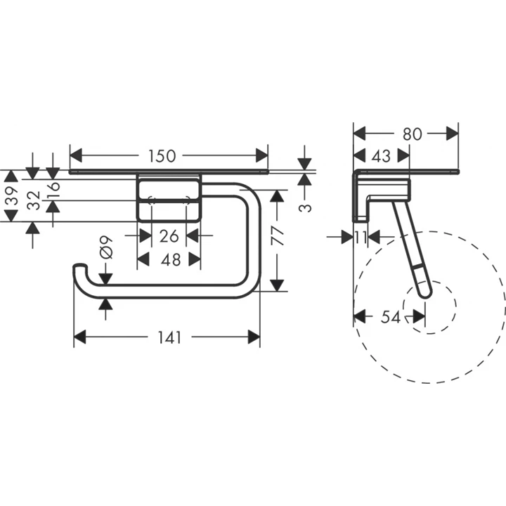 Hansgrohe AddStoris WC papír tartó, polccal, matt fekete 41772670