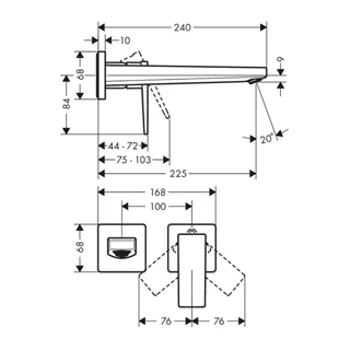 Hansgrohe Metropol egykaros falsík alatti mosdócsaptelep 225mm-es kifolyóval, szálcsiszolt bronz 32526140