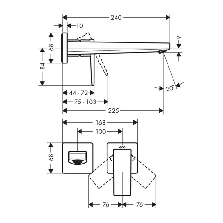Hansgrohe Metropol egykaros falsík alatti mosdócsaptelep 225mm-es kifolyóval, szálcsiszolt bronz 32526140