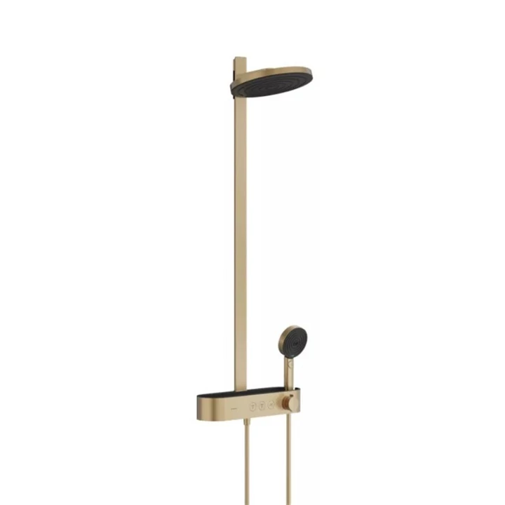 Hansgrohe Pulsify Showerpipe 260, 2 jet EcoSmart, és ShowerTablet Select 400, szálcsiszolt bronz 24241140