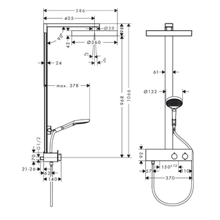 Hansgrohe Rainfinity Showerpipe 360 1jet zuhanyrendszer, króm 26853000
