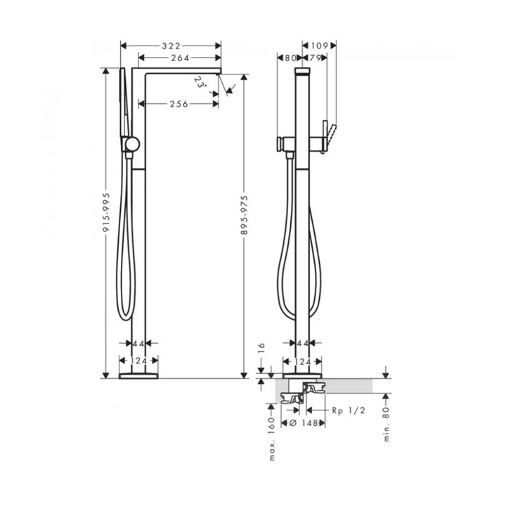 Hansgrohe Tecturis E egykaros szabadonálló kádcsaptelep, króm 73445000