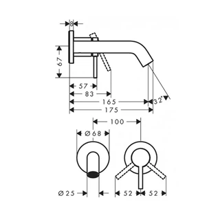 Hansgrohe Tecturis S víztakarékos falsík alatti mosdó csaptelep 16,5 cm-es kifolyóval, szálcsiszolt bronz 73350140