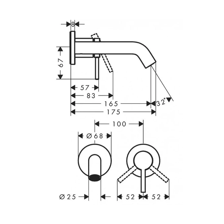 Hansgrohe Tecturis S víztakarékos falsík alatti mosdó csaptelep 16,5 cm-es kifolyóval, szálcsiszolt bronz 73350140