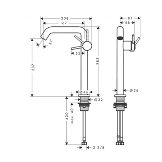 Hansgrohe Tecturis S Fine 240 mosdó csaptelep lefolyógarnitúrával, CoolStart, szálcsiszolt bronz 73370140