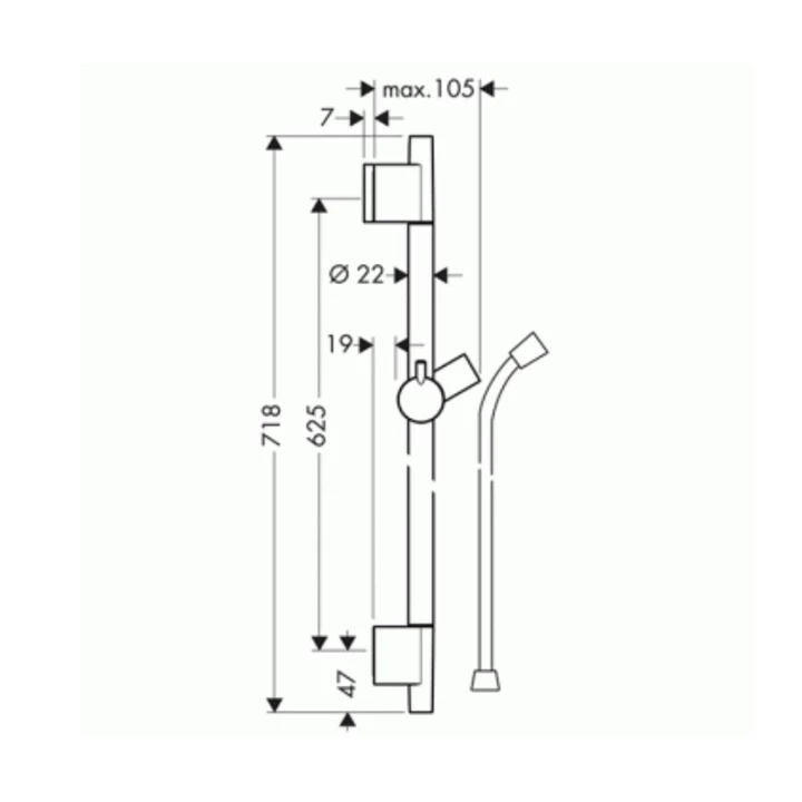 Hansgrohe Unica’S Puro zuhanyrúd 0,65 m, szálcsiszolt bronz 28632140