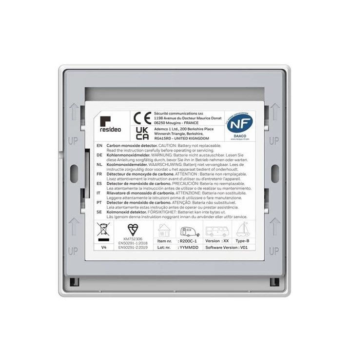 Honeywell Home R200C-2 szén-monoxid (CO) vészjelző,10 év garanciával, IP44-es R200C-2
