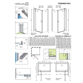 Radaway Essenza S1 120  zuhanykabin oldalfal 1384054-01-01