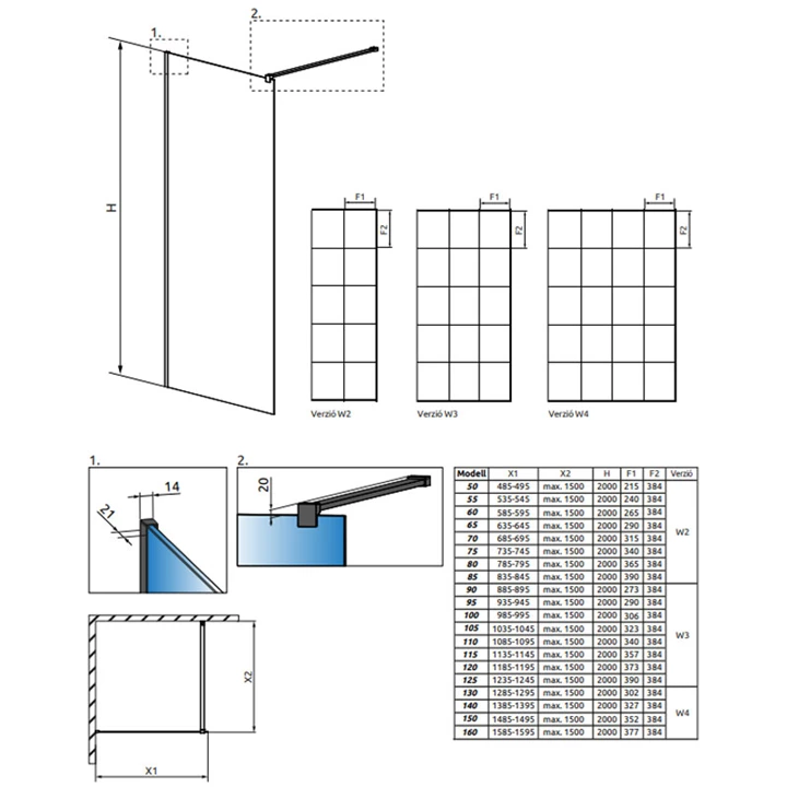 Radaway Modo New Black II Factory Walk-in fekete zuhanyfal 100 átlátszó 389104-54-55