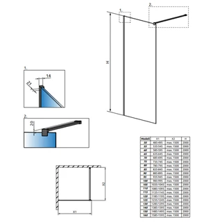 Radaway Modo New Black II Frame Walk-in fekete zuhanyfal 100 átlátszó 389104-54-56
