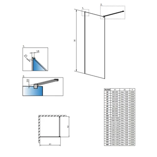 Radaway Modo New II Walk-in zuhanyfal 105 átlátszó 389105-01-01