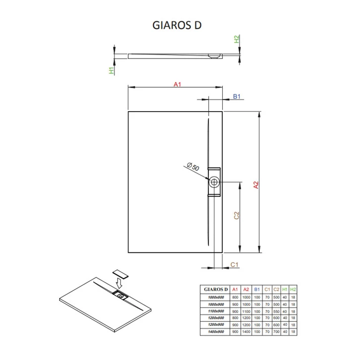 Radaway Giaros D szögletes zuhanytálca 100x90 fehér, ajándék szifonnal MKGD1090-03