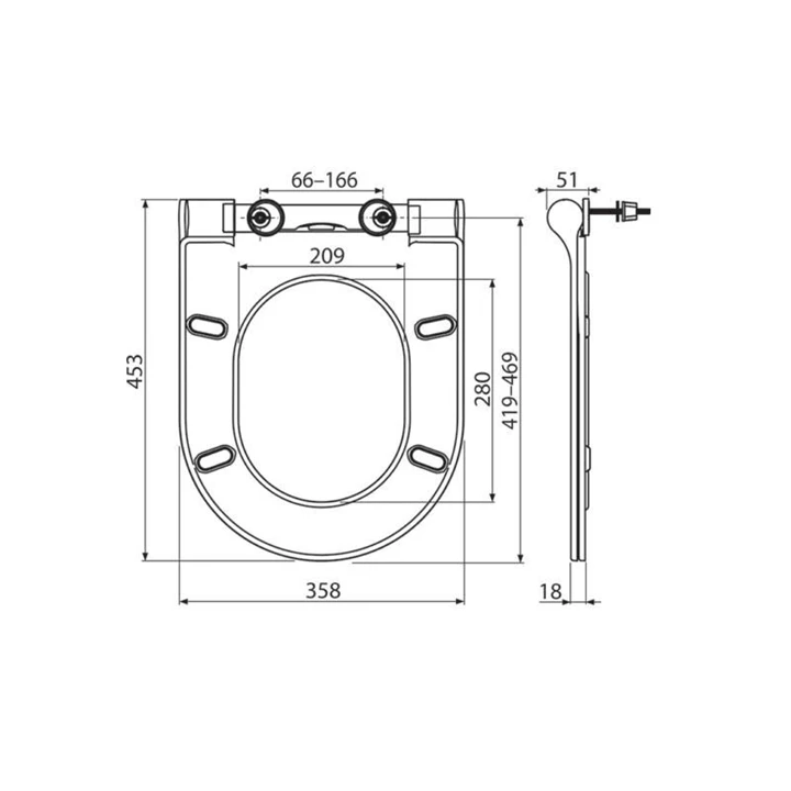 Ravak WC ülőke Uni króm, Slim, fehér X01550