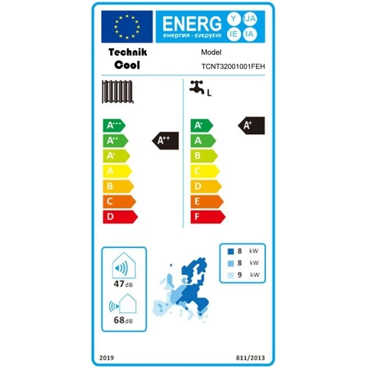 Technik Cool PRO split levegő-víz hőszivattyú beépített 185 literes HMV tárolóval, 10 kW, 1 fázisú, 230 V TCNT32001001FE