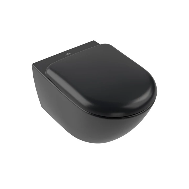 Villeroy and Boch Antao gyűrű nélküli mélyöblítésű wc 37x56cm Pure Black CeramicPlus 4674T0R7