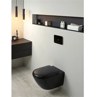 Villeroy and Boch Antao gyűrű nélküli mélyöblítésű wc 37x56cm Pure Black CeramicPlus 4674T0R7