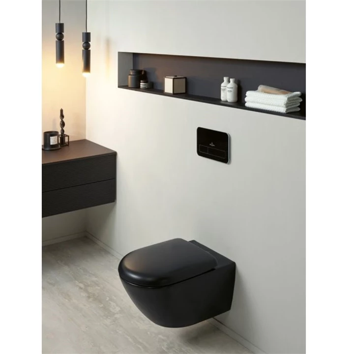 Villeroy and Boch Antao gyűrű nélküli mélyöblítésű wc 37x56cm Pure Black CeramicPlus 4674T0R7