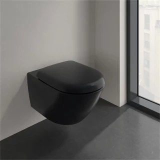 Villeroy and Boch Antao gyűrű nélküli mélyöblítésű wc 37x56cm Pure Black CeramicPlus 4674T0R7
