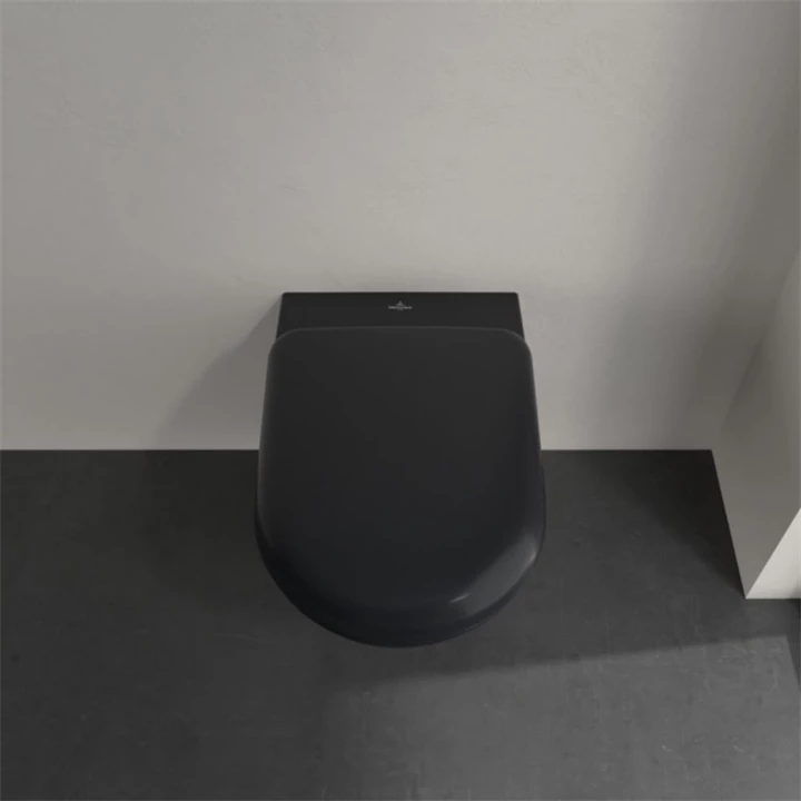 Villeroy and Boch Antao gyűrű nélküli mélyöblítésű wc 37x56cm Pure Black CeramicPlus 4674T0R7