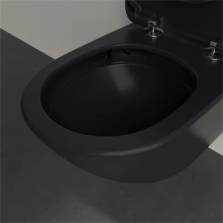 Villeroy and Boch Antao gyűrű nélküli mélyöblítésű wc 37x56cm Pure Black CeramicPlus 4674T0R7