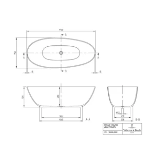 Villeroy and Boch Antao szabadonálló kád 1700 x 750 mm, Morning Green - szürke UBQ170TAO7V-3S