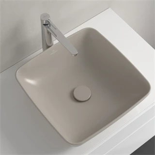 Villeroy and Boch Artis mosdótál, 41x41 cm, csaplyuk és túlfolyó nélkül, pultra ültethető, szögletes, mandula 417841AM