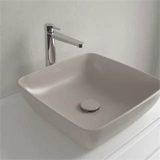 Villeroy and Boch Artis mosdótál, 41x41 cm, csaplyuk és túlfolyó nélkül, pultra ültethető, szögletes, mandula 417841AM