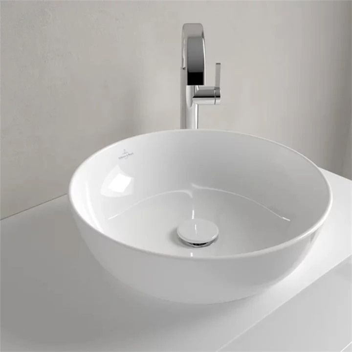 Villeroy and Boch Artis  mosdó kerek - 43cm, ráültethető, túlfolyó nélkül - fehér alpin 41794301